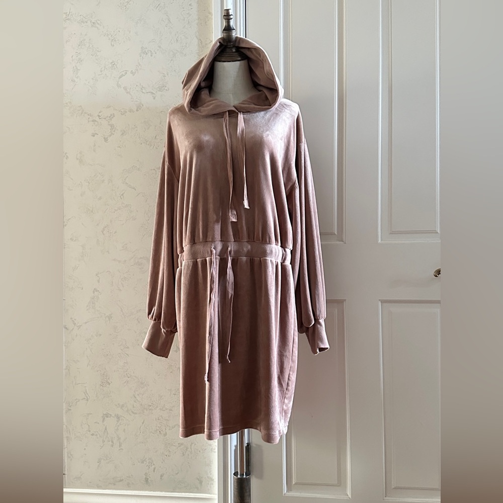 Calvin Klein Velour Hoodie Long Sleeve Dress XL
